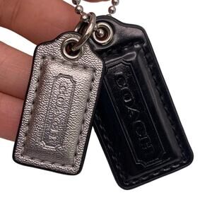 COACH Double Black Silver Replacement Hang Tag Bag Charm